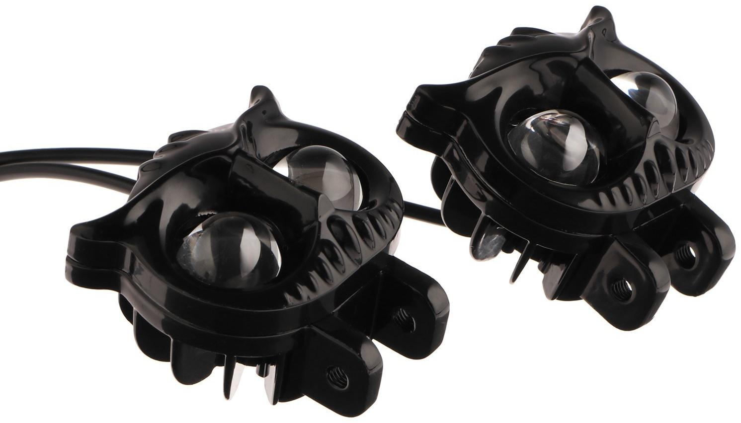 Фара cветодиодная, Сова, 12 В, 15 Вт, 1080 Лм, провод 56 см, свет бело-желтый, набор 2 шт