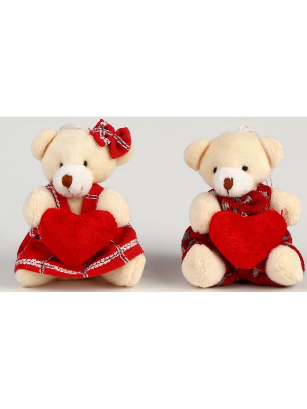 Мягкая игрушка «Медведь с сердцем» на подвесе, виды МИКС