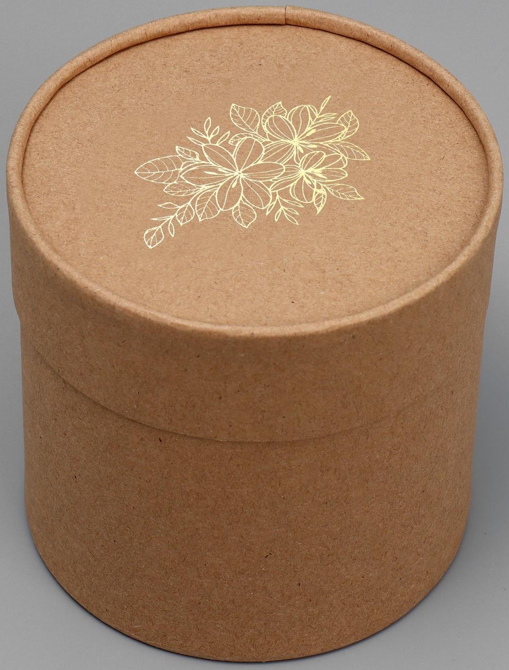 Шляпная коробка из крафта «Цветы», 12 х 12 см