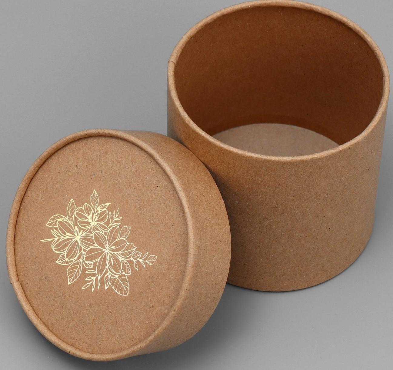 Шляпная коробка из крафта «Цветы», 12 х 12 см