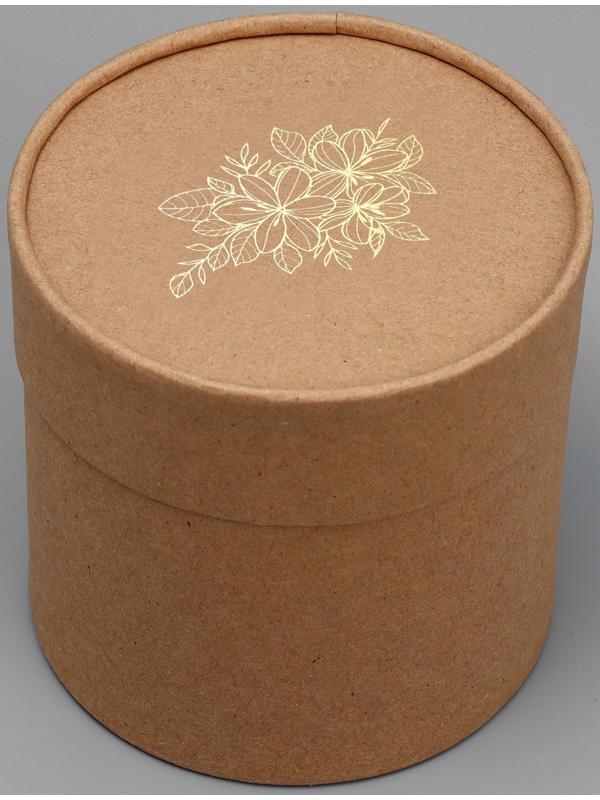 Шляпная коробка из крафта «Цветы», 12 х 12 см