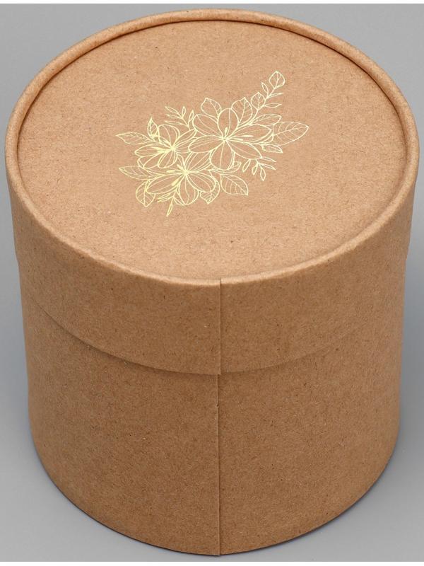 Шляпная коробка из крафта «Цветы», 12 х 12 см