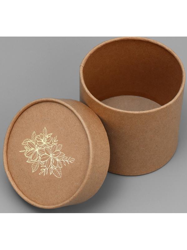 Шляпная коробка из крафта «Цветы», 12 х 12 см