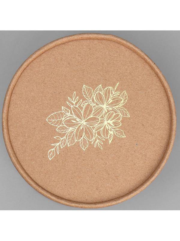 Шляпная коробка из крафта «Цветы», 12 х 12 см