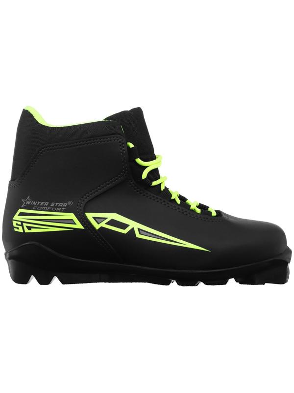 Ботинки лыжные Winter Star comfort, SNS, р. 45, цвет чёрный, лого лайм/неон