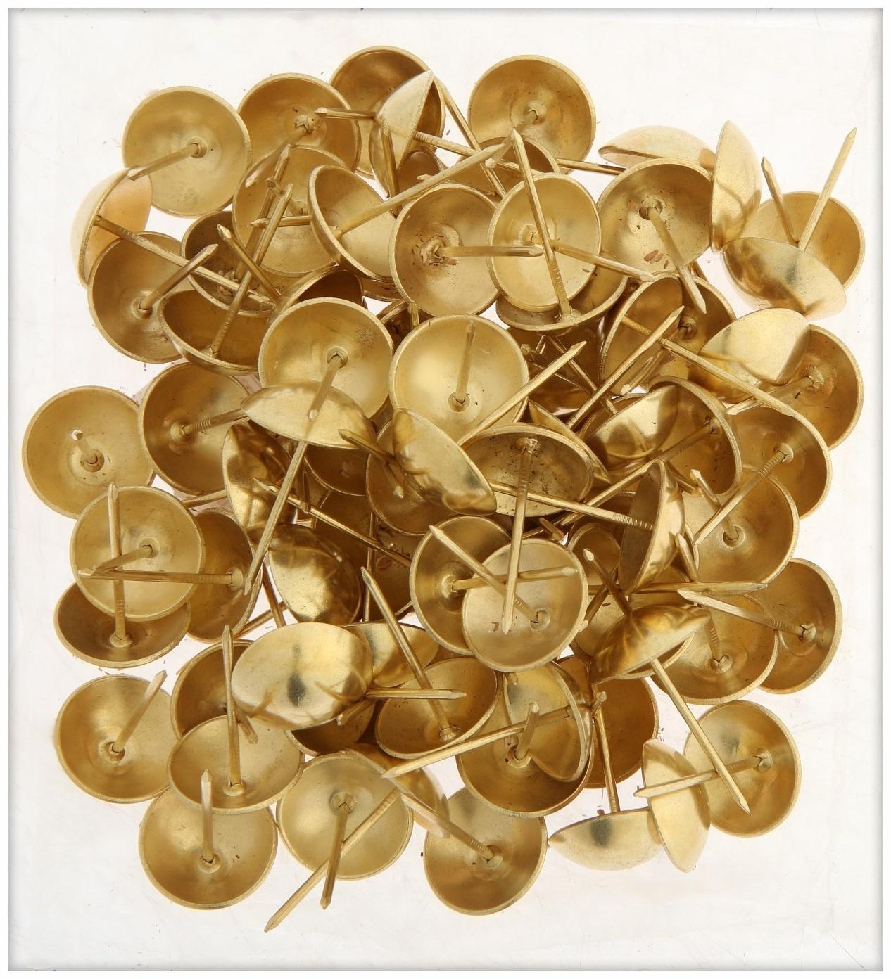 Гвозди ТУНДРА, декоративные, 25х39 мм, золото, 100 шт