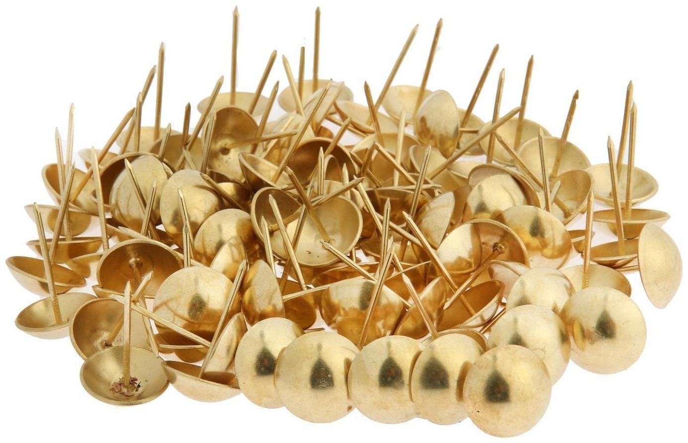 Гвозди ТУНДРА, декоративные, 25х39 мм, золото, 100 шт