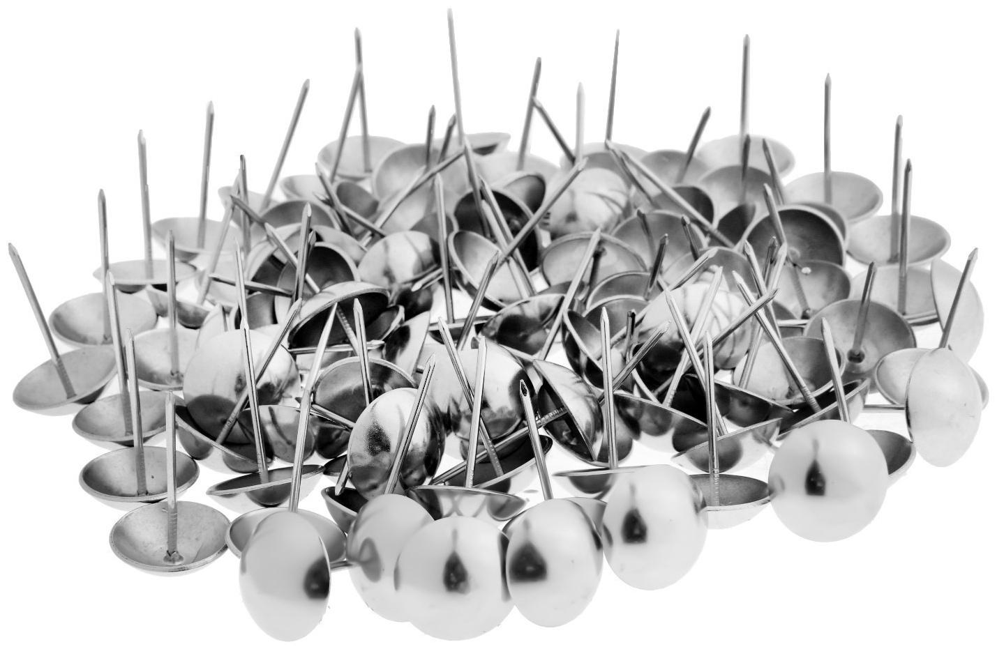 Гвозди ТУНДРА, декоративные, 25х39 мм, хром, 100 шт