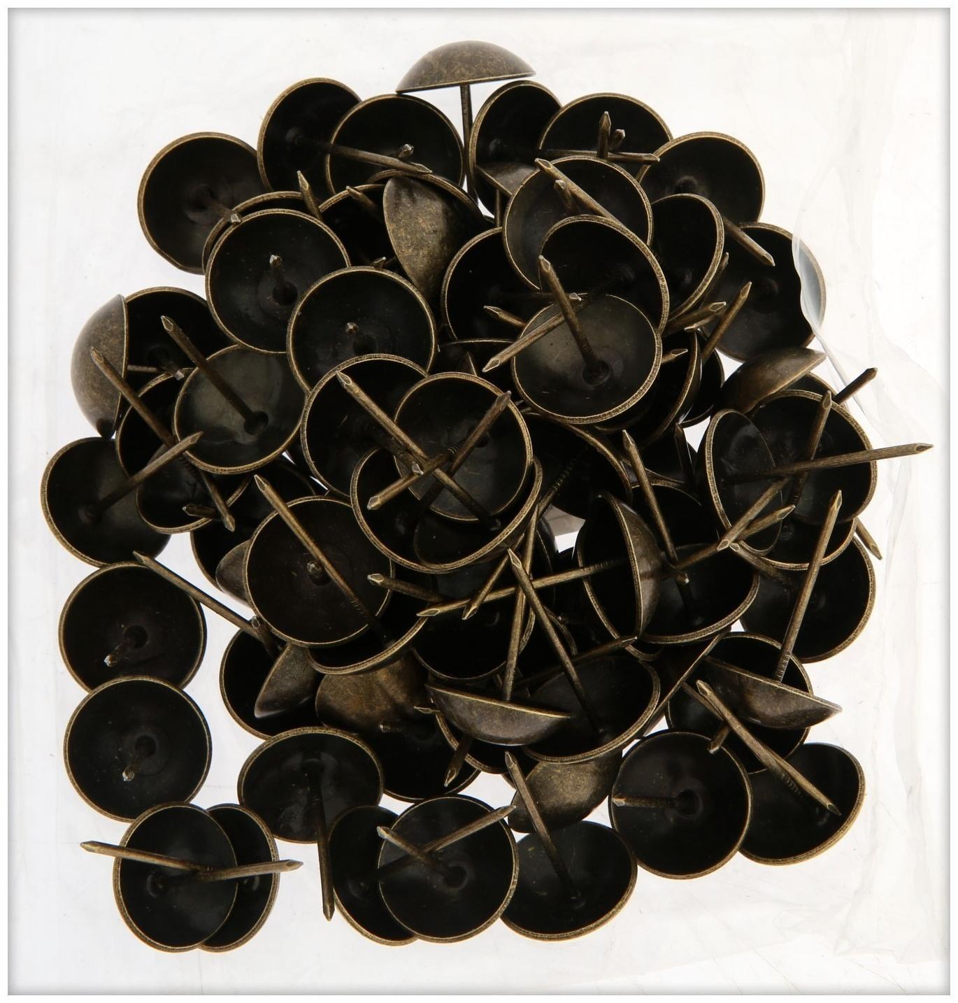 Гвозди ТУНДРА, декоративные, 25х39 мм, бронза, 100 шт