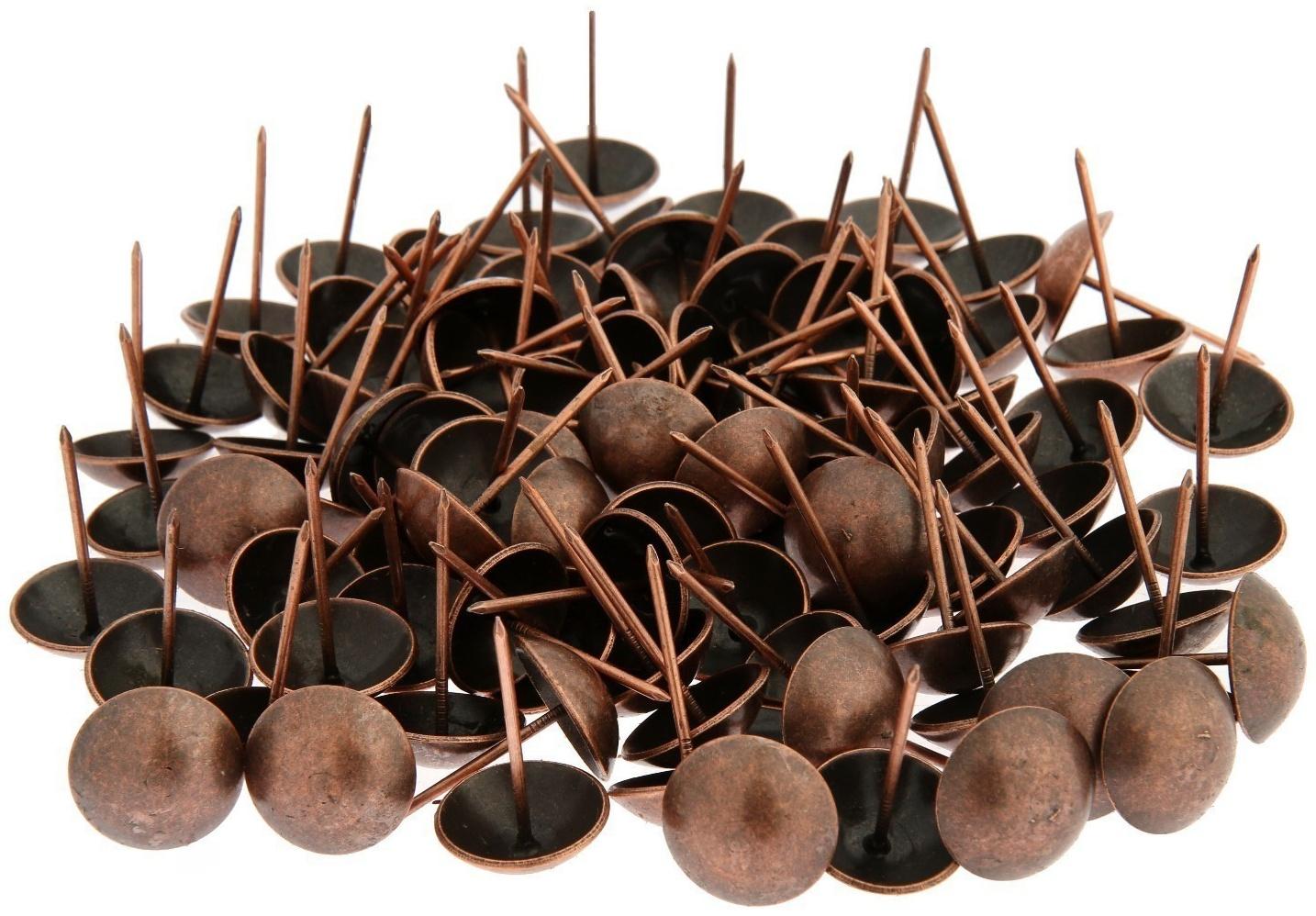 Гвозди ТУНДРА, декоративные, 25х39 мм, медь, 100 шт