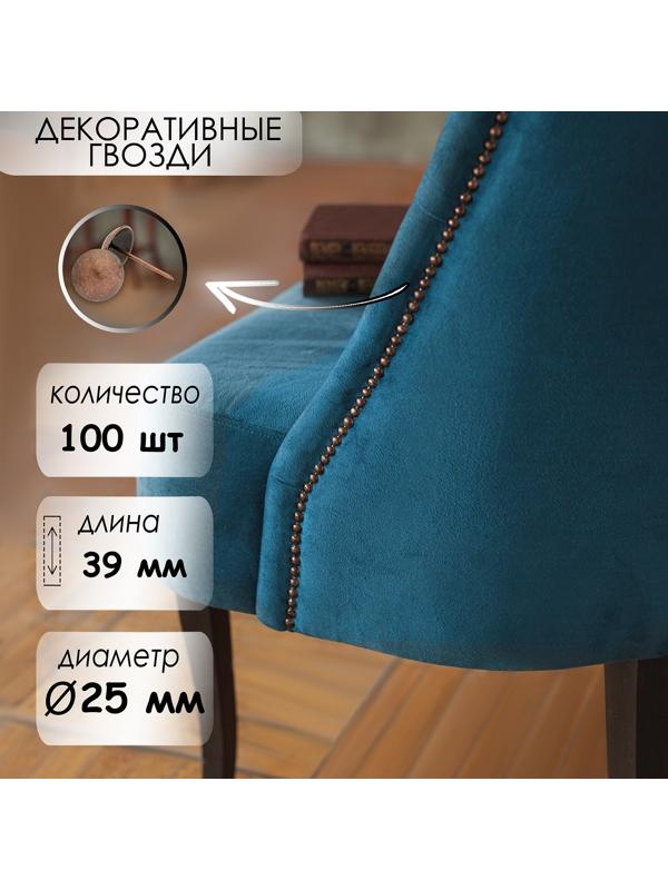 Гвозди ТУНДРА, декоративные, 25х39 мм, медь, 100 шт