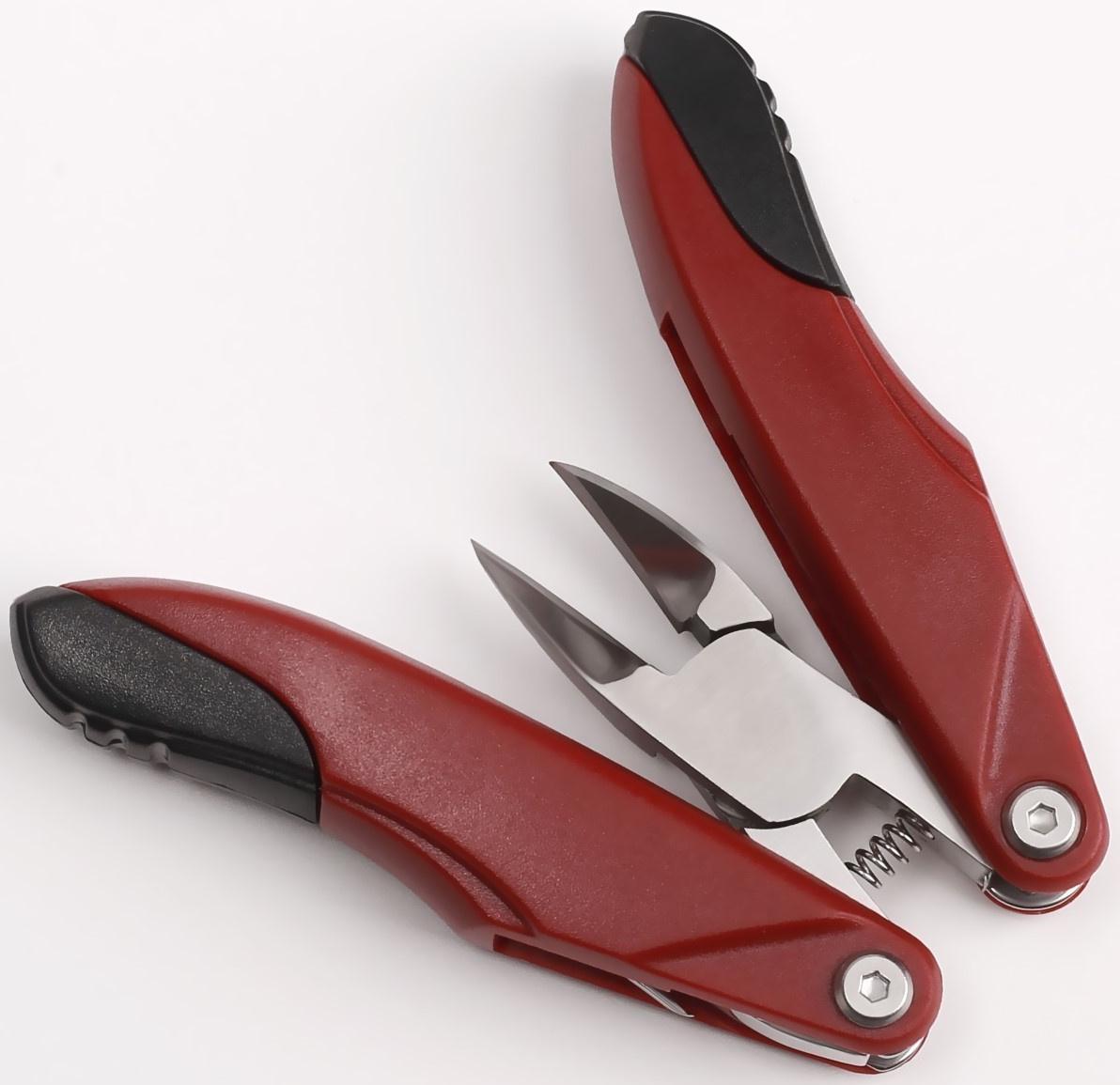 Кусачки педикюрные, 3 в 1, с пилочкой, изогнутое лезвие, складные, 8,7 см, длина лезвия - 18 мм, цвет бордовый