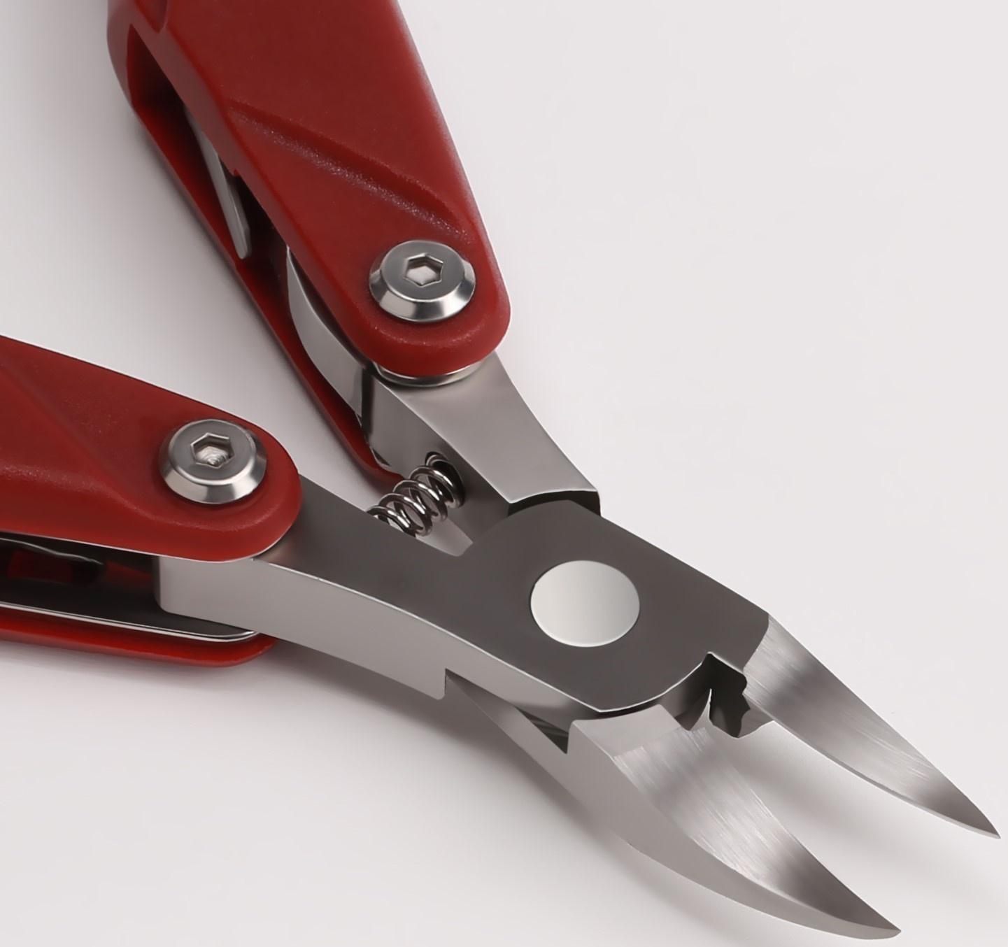 Кусачки педикюрные, 3 в 1, с пилочкой, изогнутое лезвие, складные, 8,7 см, длина лезвия - 18 мм, цвет бордовый