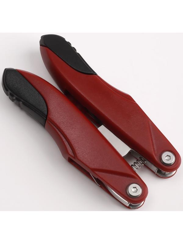 Кусачки педикюрные, 3 в 1, с пилочкой, изогнутое лезвие, складные, 8,7 см, длина лезвия - 18 мм, цвет бордовый
