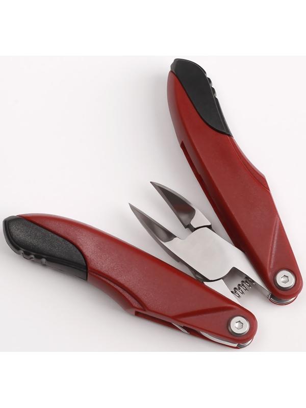 Кусачки педикюрные, 3 в 1, с пилочкой, изогнутое лезвие, складные, 8,7 см, длина лезвия - 18 мм, цвет бордовый