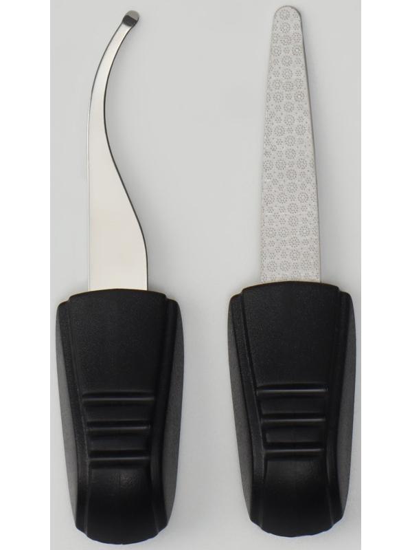 Кусачки педикюрные, 3 в 1, с пилочкой, изогнутое лезвие, складные, 8,7 см, длина лезвия - 18 мм, цвет бордовый