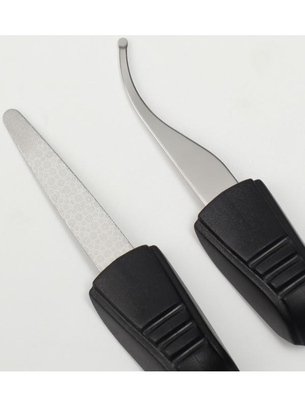 Кусачки педикюрные, 3 в 1, с пилочкой, изогнутое лезвие, складные, 8,7 см, длина лезвия - 18 мм, цвет бордовый