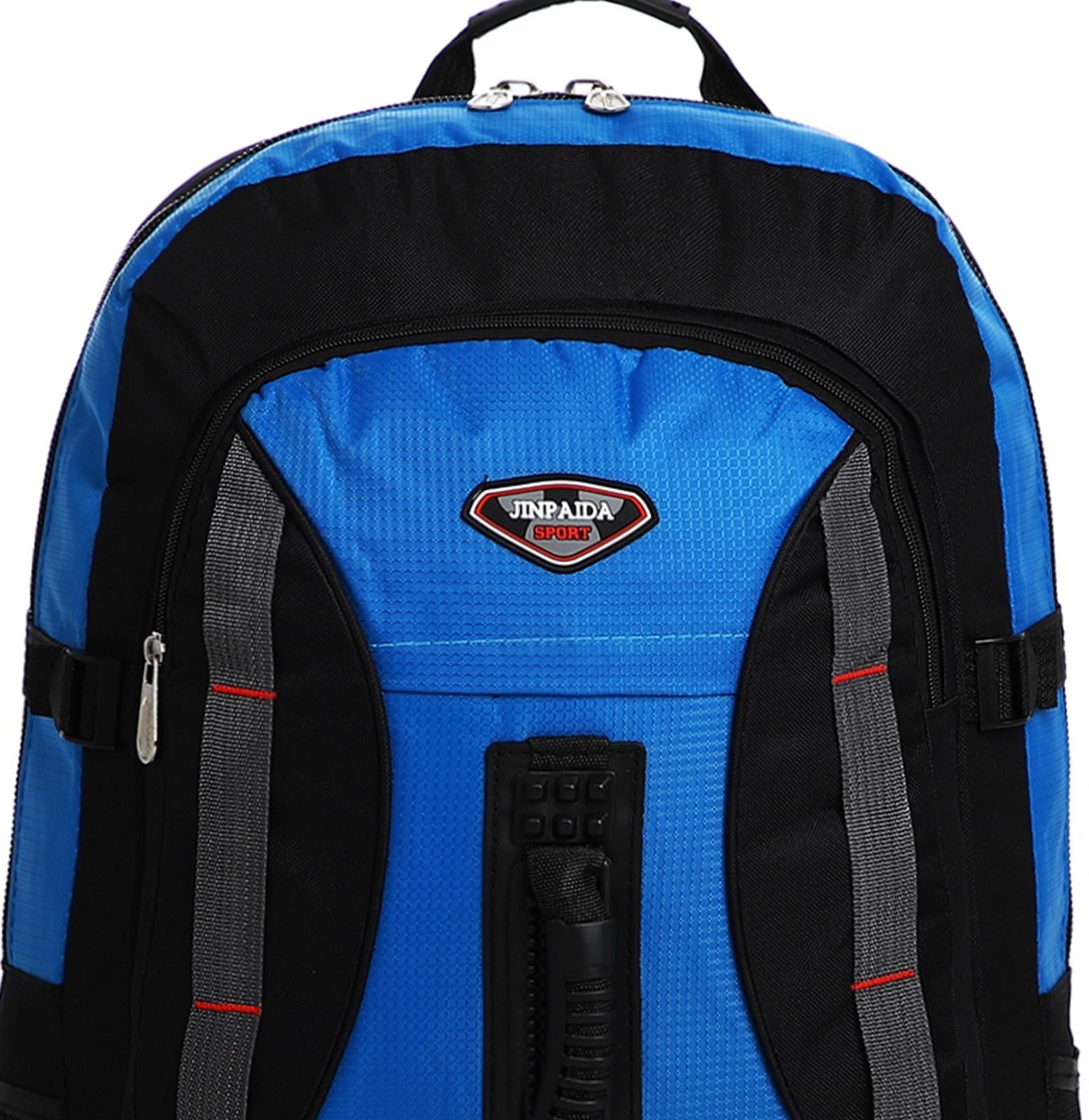 Рюкзак туристический на молнии, 4 наружных кармана, цвет синий/чёрный