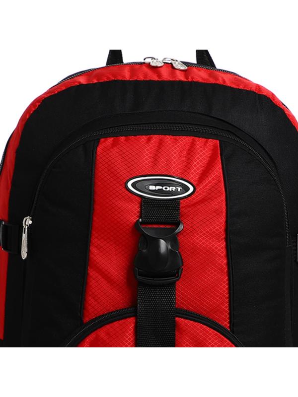 Рюкзак туристический на молнии, 5 наружных карманов, цвет чёрный/красный