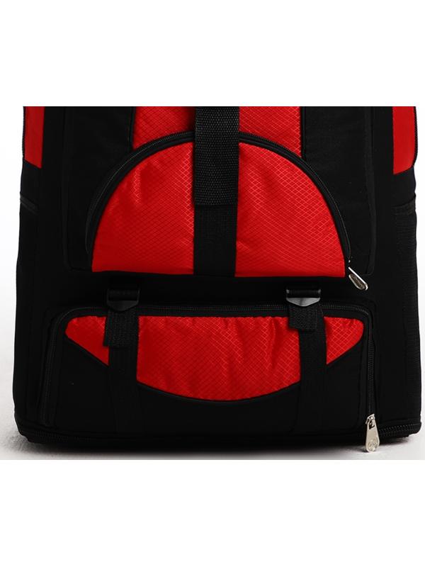 Рюкзак туристический на молнии, 5 наружных карманов, цвет чёрный/красный