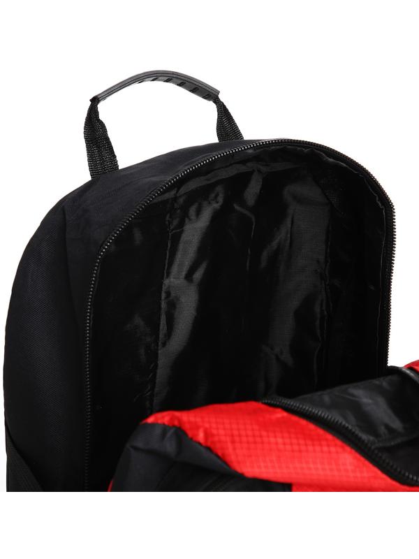 Рюкзак туристический на молнии, 5 наружных карманов, цвет чёрный/красный