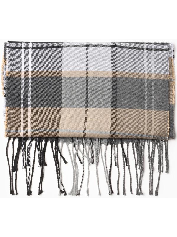 Шарф мужской, цвет бежевый/клетка, размер 31х170