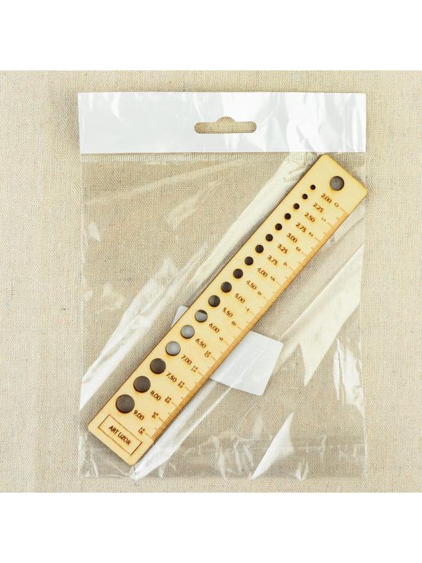 Линейка для определения размера спиц для вязания, 3 × 18,5 см