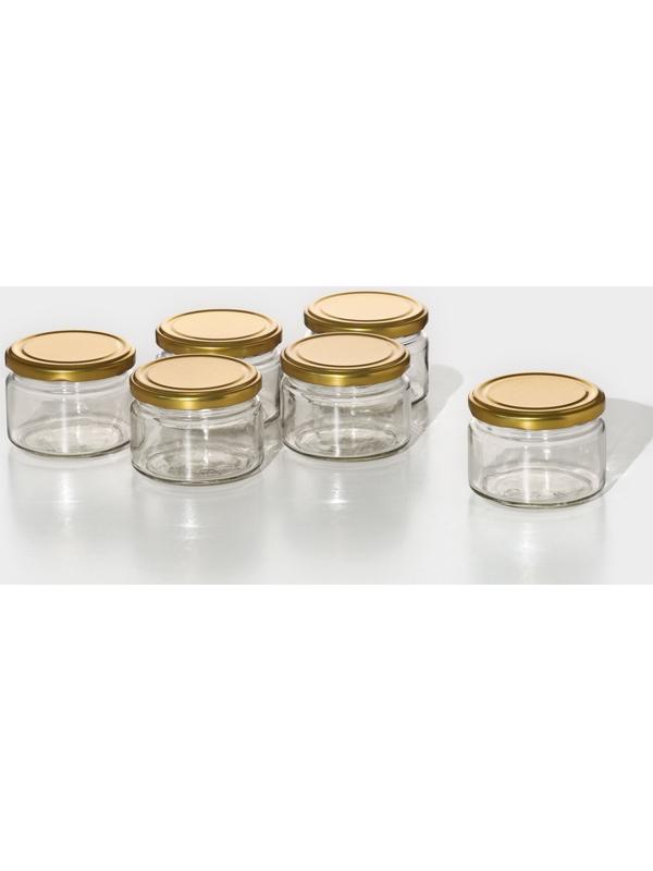Набор стеклянных банок с крышкой, ТО-82 мм, 0,2-0,25 л, 6 шт