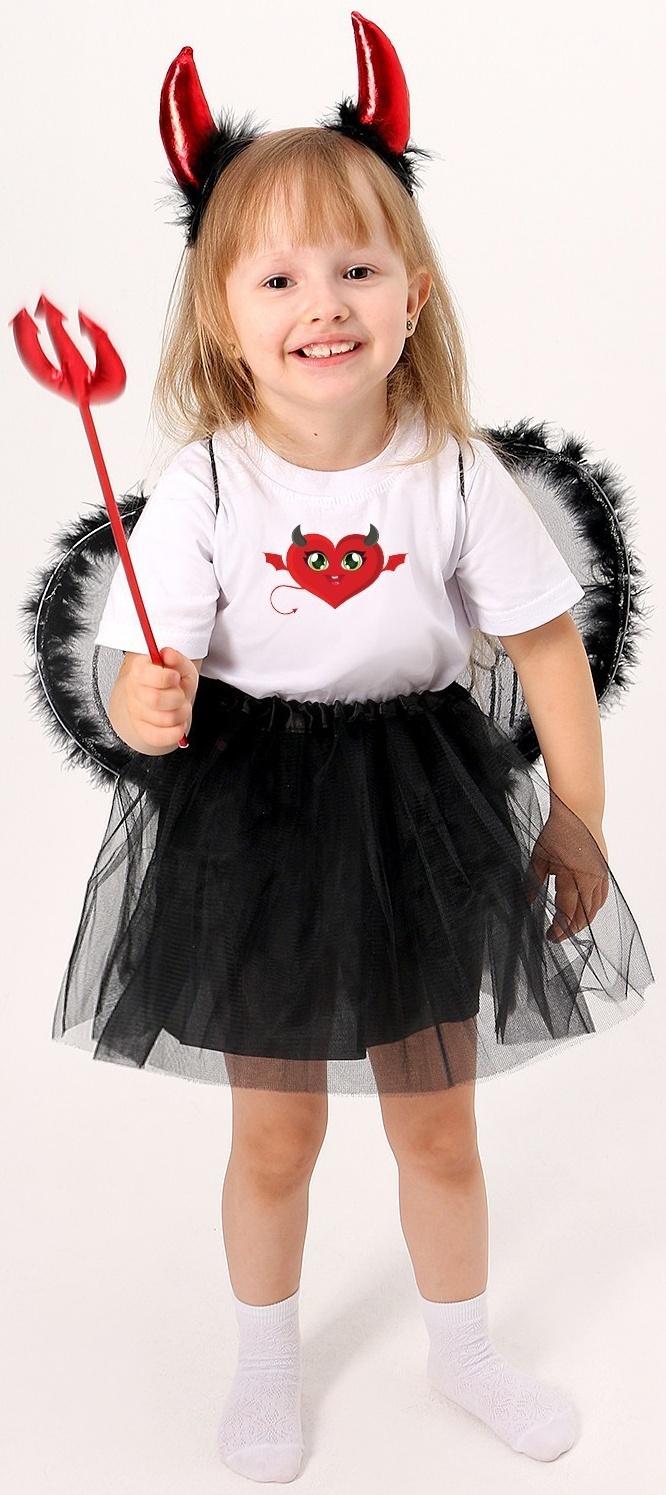 Карнавальный набор «Дьяволёнок»: футболка, юбка, ободок, крылья, жезл, рост 110–116 см