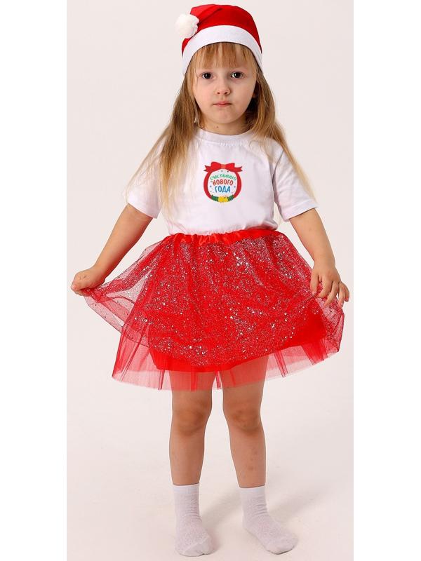 Карнавальный набор «Новогодний образ»: футболка, юбка, шапка, термонаклейка, рост 110–116 см