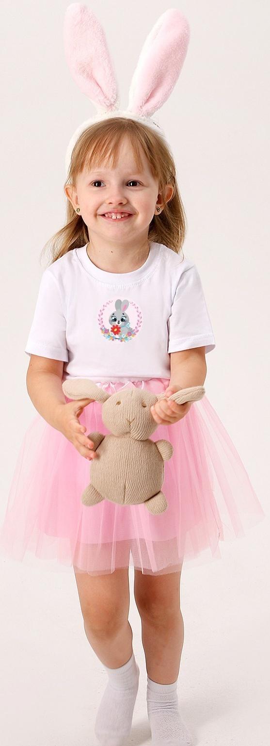 Карнавальный набор «Милый зайчик»: футболка, юбка, ободок, термонаклейка, рост 110–116 см