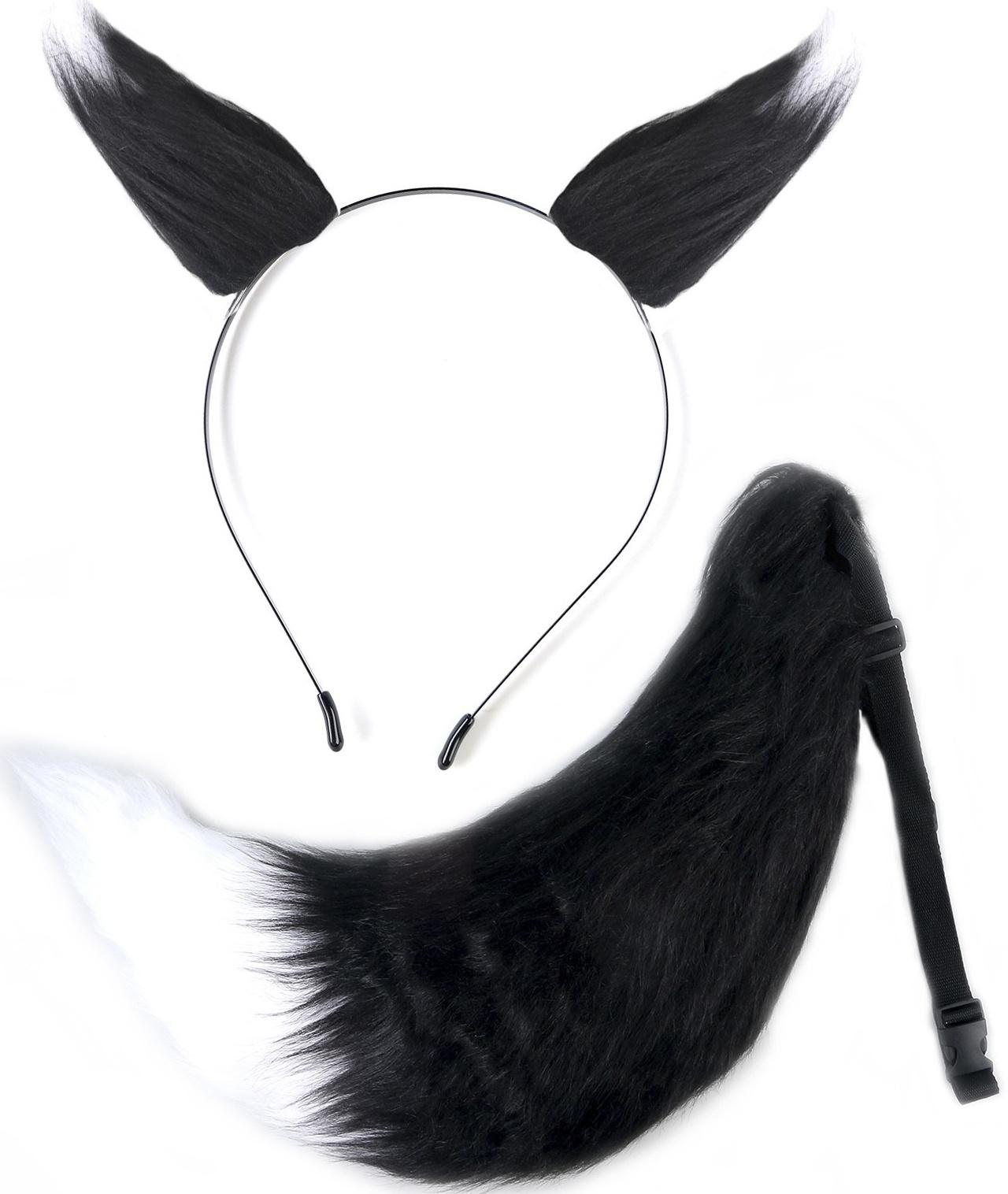 Карнавальный набор «Лиса аниме», чёрный, 2 предмета: хвост, ушки