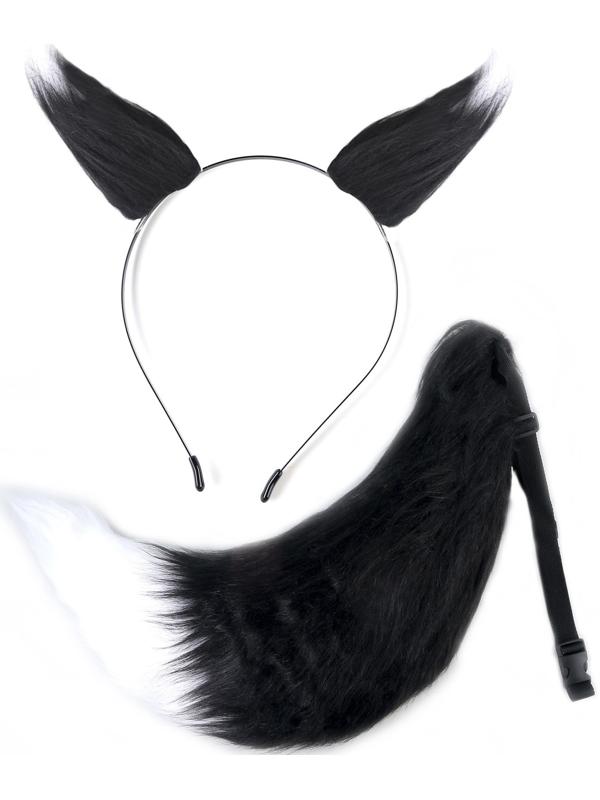 Карнавальный набор «Лиса аниме», чёрный, 2 предмета: хвост, ушки