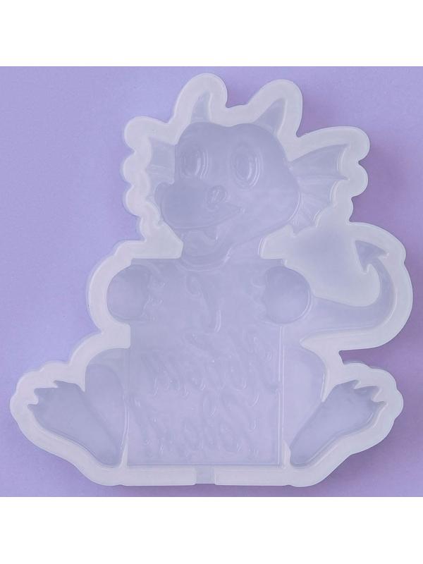 Силиконовый молд для леденцов и шоколада «Дракон с табличкой 2024»