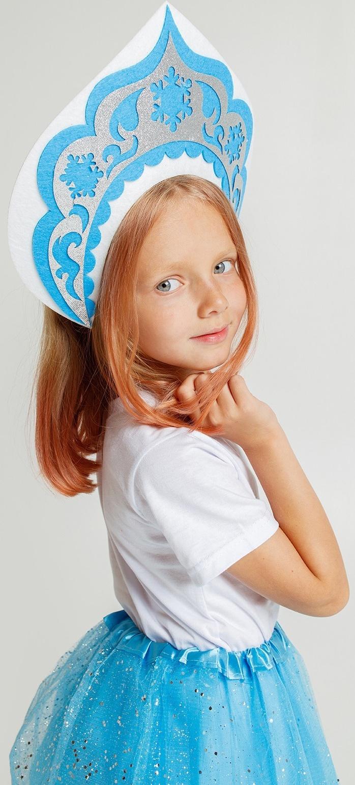 Карнавальный набор «Снегурочка»: футболка, юбка, кокошник, термонаклейка, 98–110 см