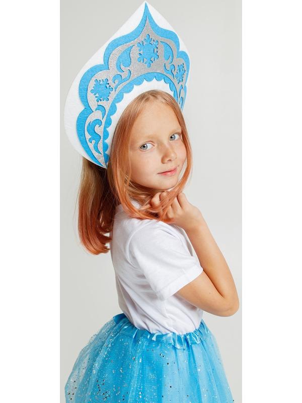 Карнавальный набор «Снегурочка»: футболка, юбка, кокошник, термонаклейка, 98–110 см