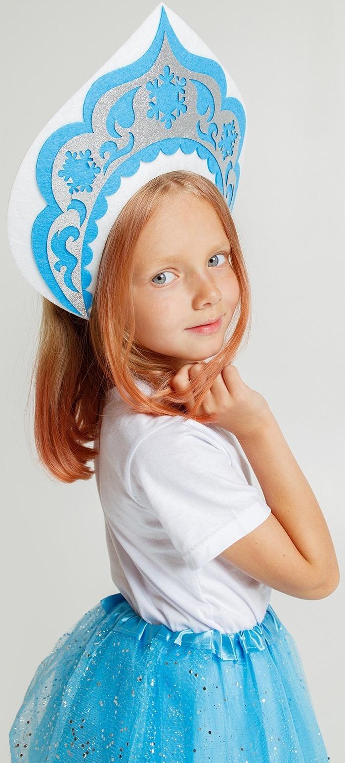 Карнавальный набор «Снегурочка»: футболка, юбка, кокошник, термонаклейка, рост 110–116 см