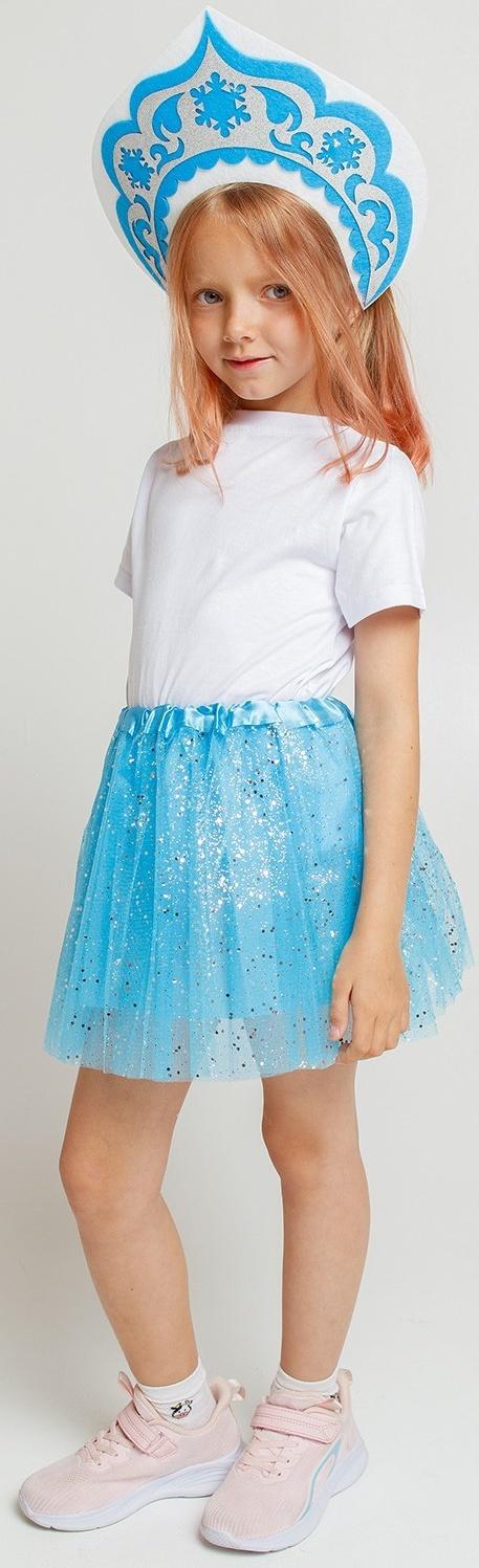 Карнавальный набор «Снегурочка»: футболка, юбка, кокошник, термонаклейка, рост 110–116 см
