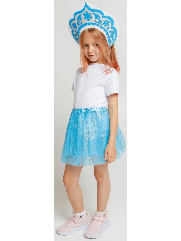 Карнавальный набор «Снегурочка»: футболка, юбка, кокошник, термонаклейка, рост 110–116 см