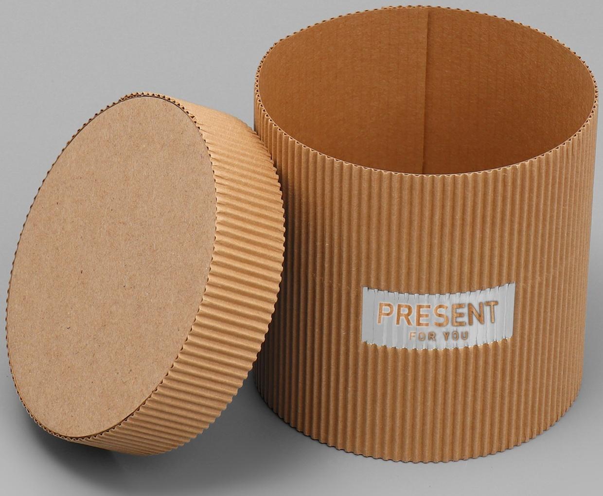 Шляпная коробка из микрогофры «Present for you», 12 х 12 см