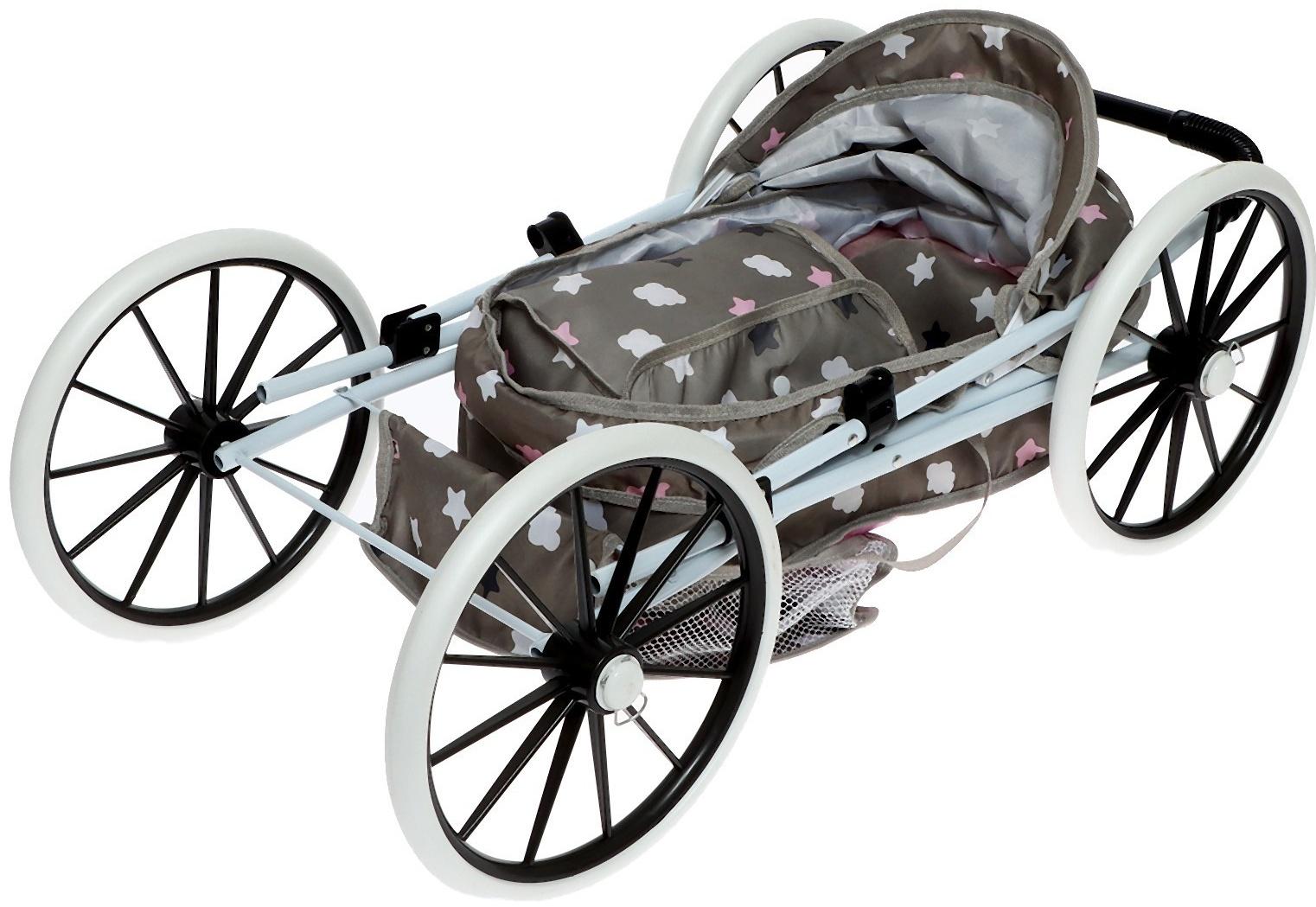 Коляска для кукол универсальная, с корзиной, сумкой, металлический каркас