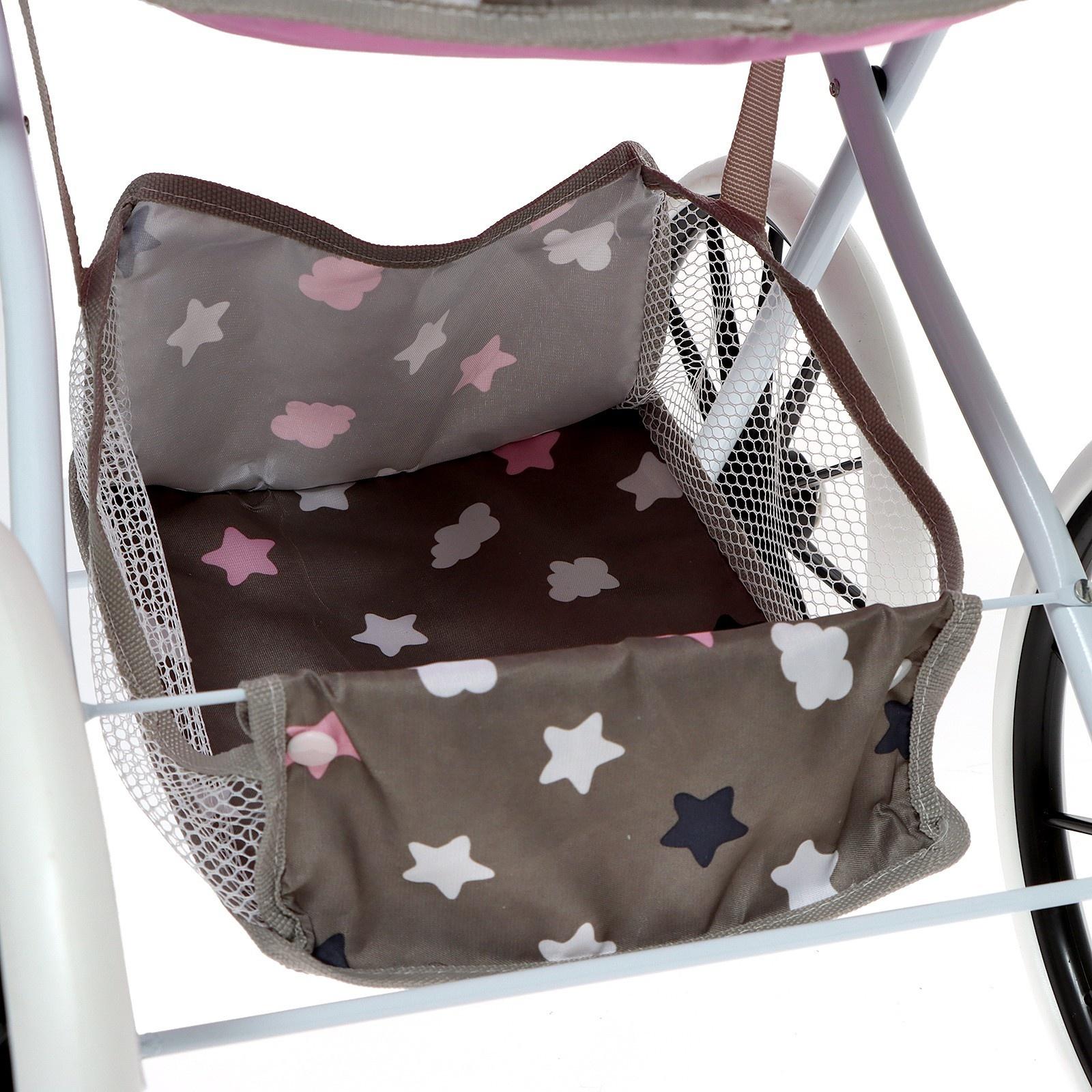 Коляска для кукол универсальная, с корзиной, сумкой, металлический каркас