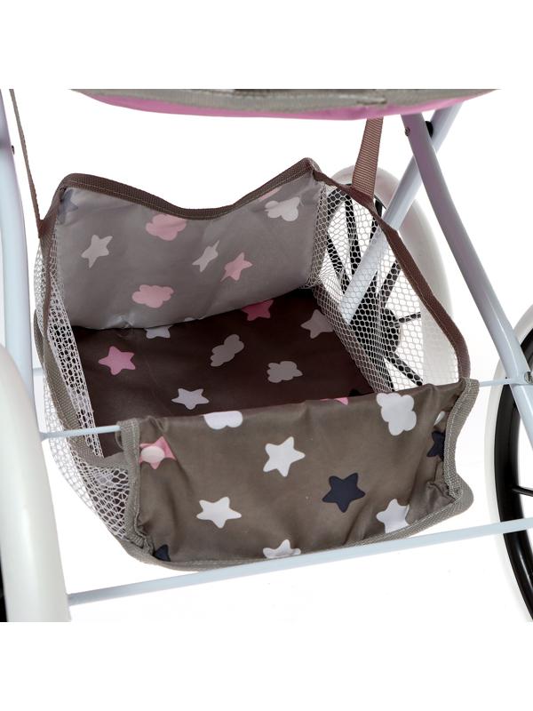 Коляска для кукол универсальная, с корзиной, сумкой, металлический каркас