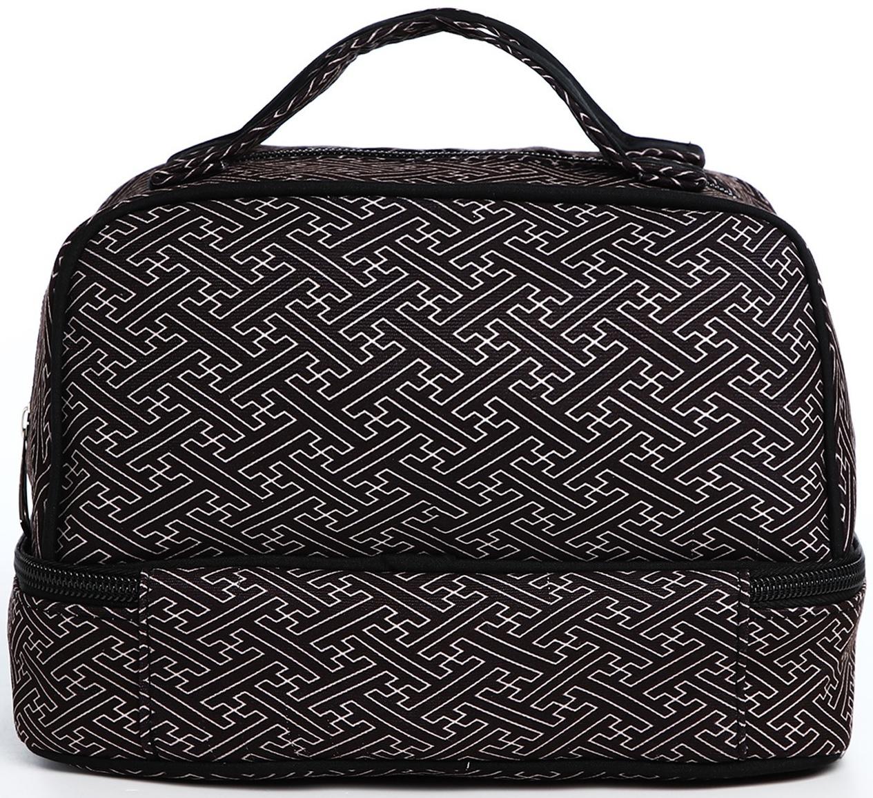 Косметичка, 2 отдела на молниях, цвет чёрный