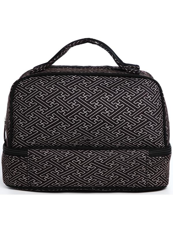 Косметичка, 2 отдела на молниях, цвет чёрный