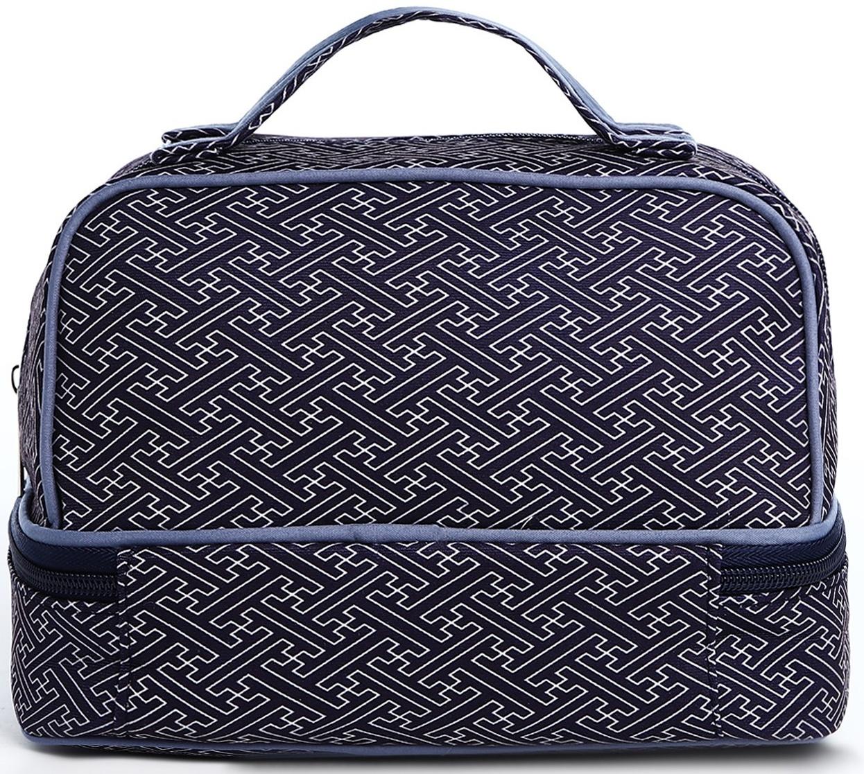 Косметичка, 2 отдела на молниях, цвет синий