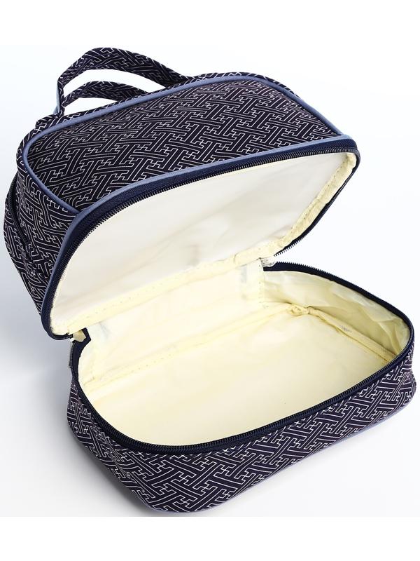 Косметичка, 2 отдела на молниях, цвет синий