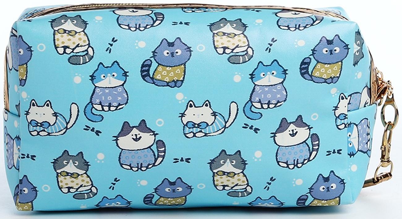Косметичка на молнии, цвет голубой