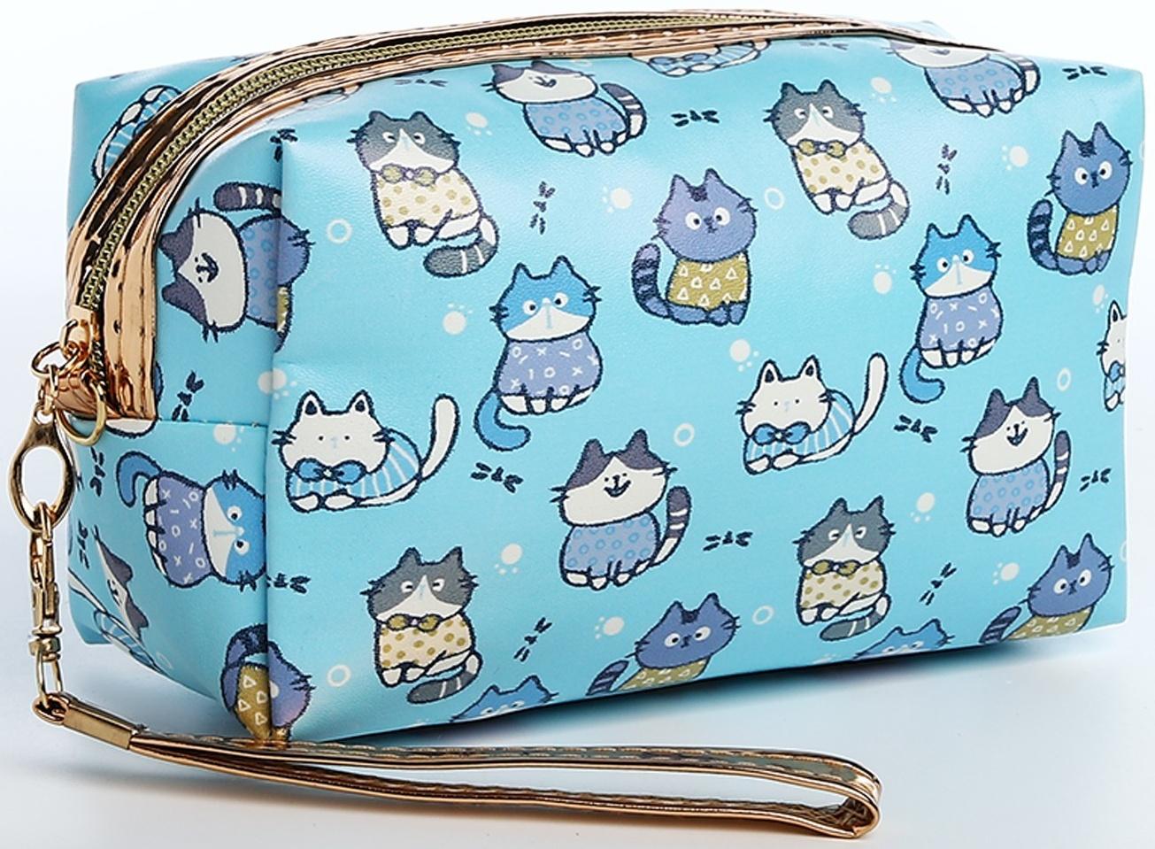 Косметичка на молнии, цвет голубой