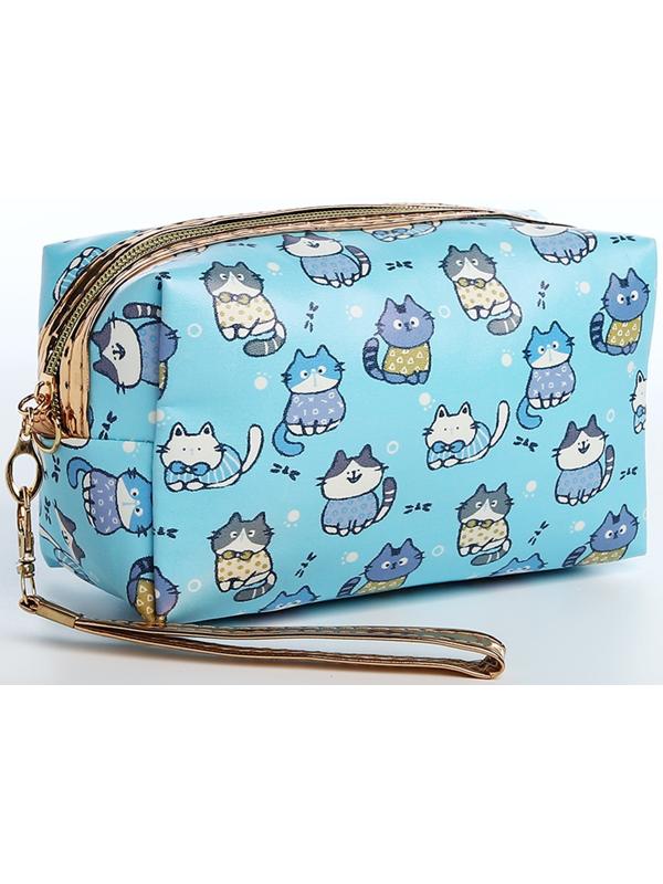 Косметичка на молнии, цвет голубой